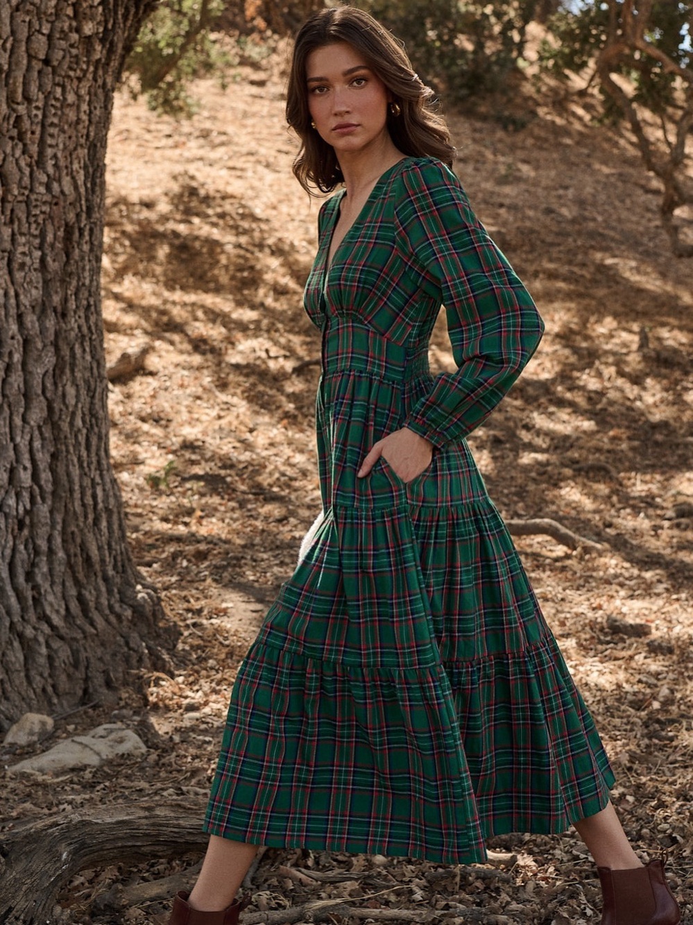 SUGARLIPS | Jace Plaid Shely Button Down Midi Dress Size Small